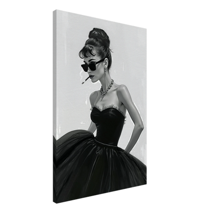 Audrey Hepburn Smoking Fashion Art Print No Frame 60x90 cm 24x36″ Gallery Wrapped Canvas
