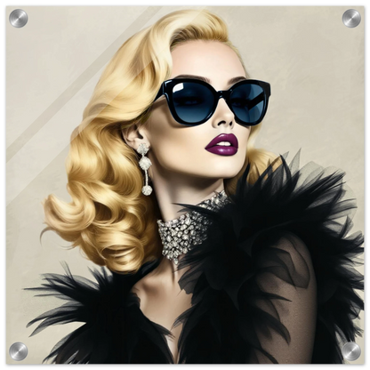 Blonde Bombshell Fashion Model Art Print 40x40 cm 16x16″ Sleek Acrylic Print