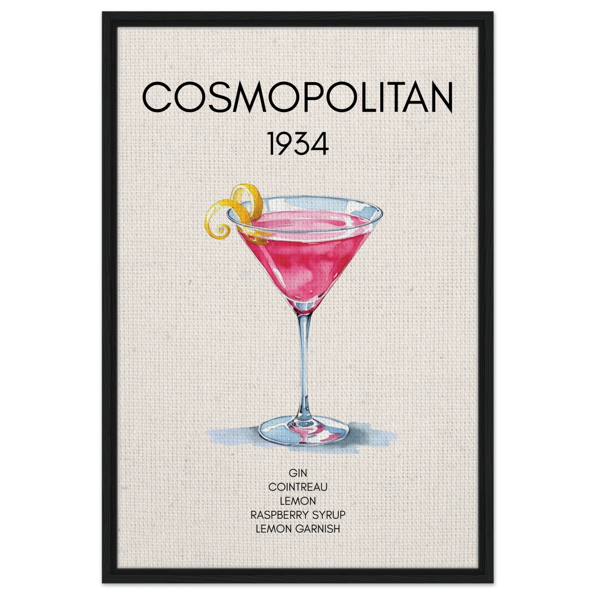 Cosmopolitan Cocktail Bar Art Print Black Wood Frame 60x90 cm 24x36″ Framed Canvas