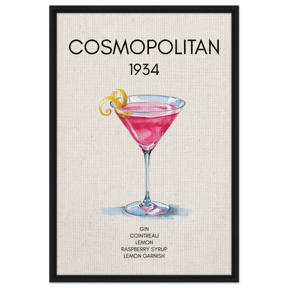 Cosmopolitan Cocktail Bar Art Print Black Wood Frame 60x90 cm 24x36″ Framed Canvas