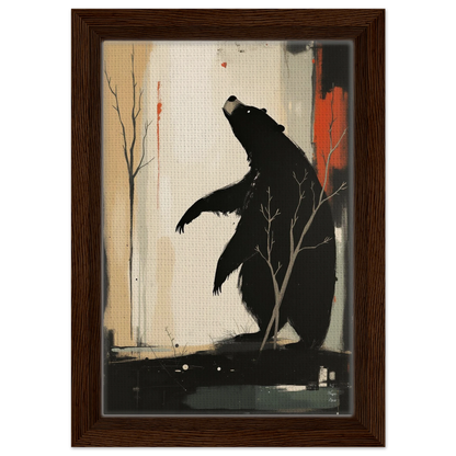 Abstract Bear Wildlife Art Print 20x30 cm 8x12″ Framed Canvas Dark Brown Wood Frame