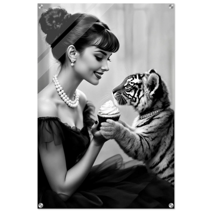 Audrey Hepburn Tiger Cub Art Print No Frame 60x90 cm 24x36″ Sleek Acrylic Print