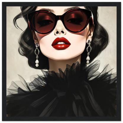 Paris Glam 80s Fashion Model Art Print 30x30 cm 12x12″ Premium Matte Wooden Framed Poster