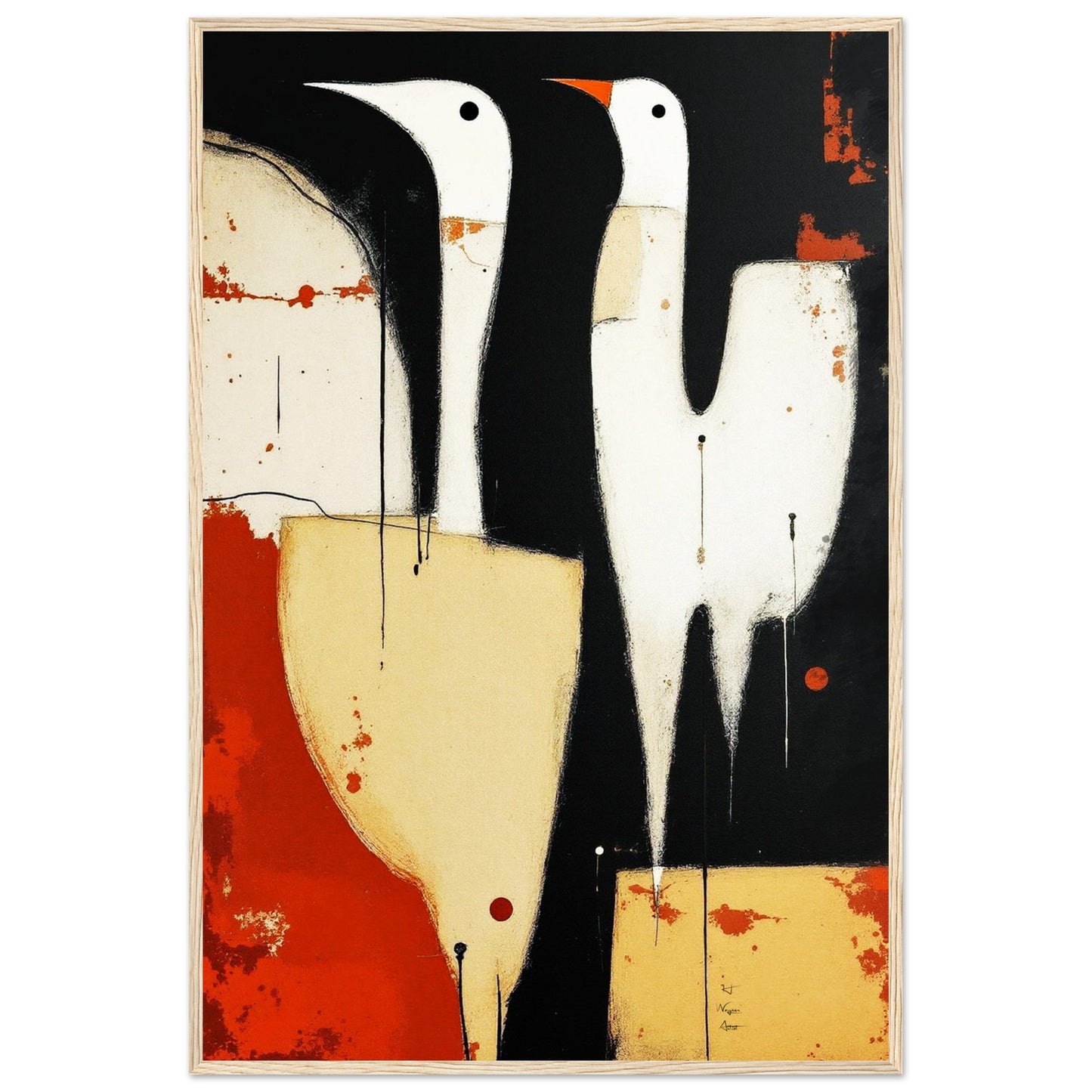Abstract Neutral Goose Bird Art Print 60x90 cm 24x36″ Premium Matte Framed Poster Wood frame