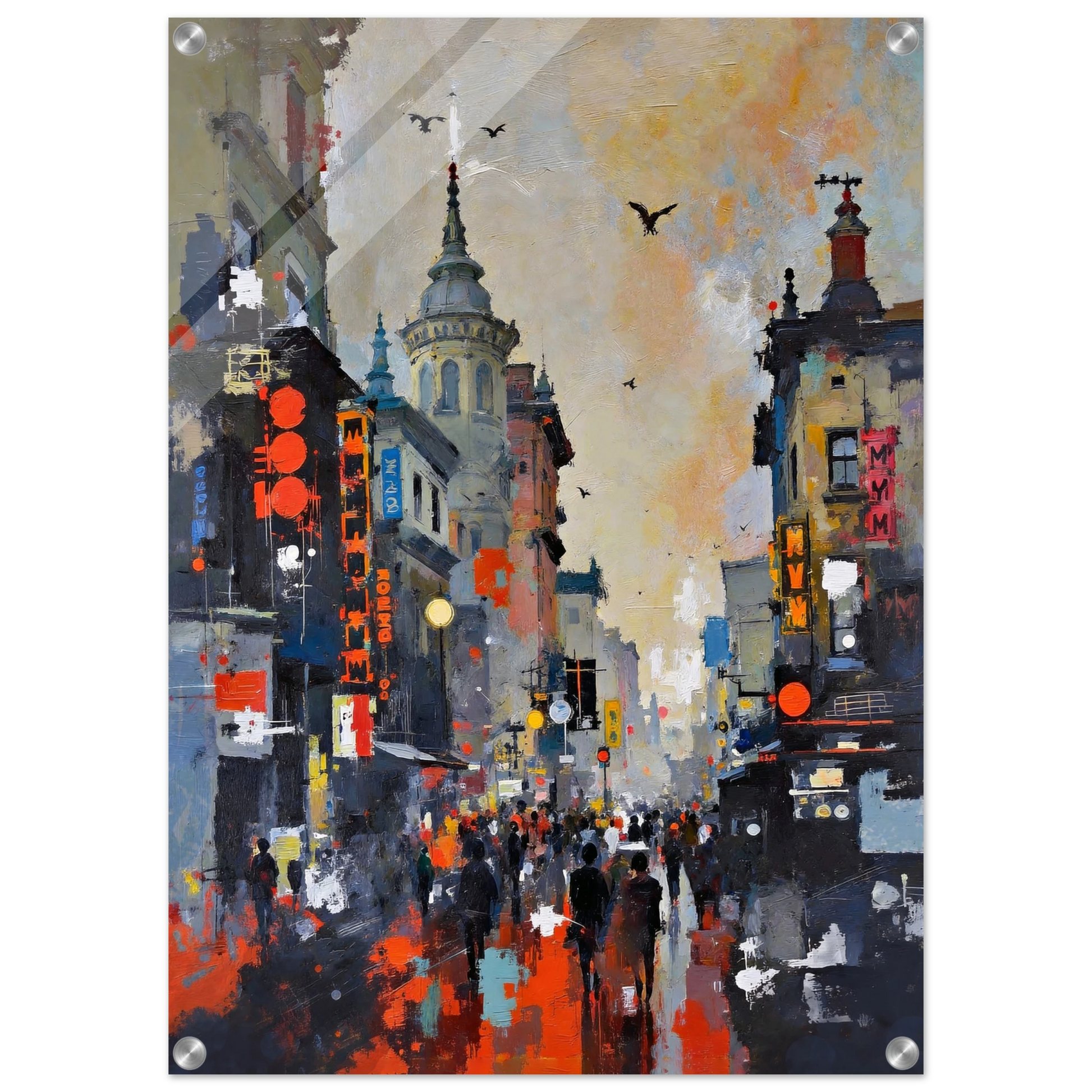 Gothic City Street Art Print - European Cityscape