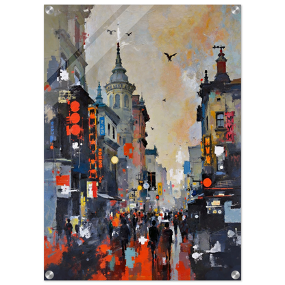 Gothic City Street Art Print - European Cityscape