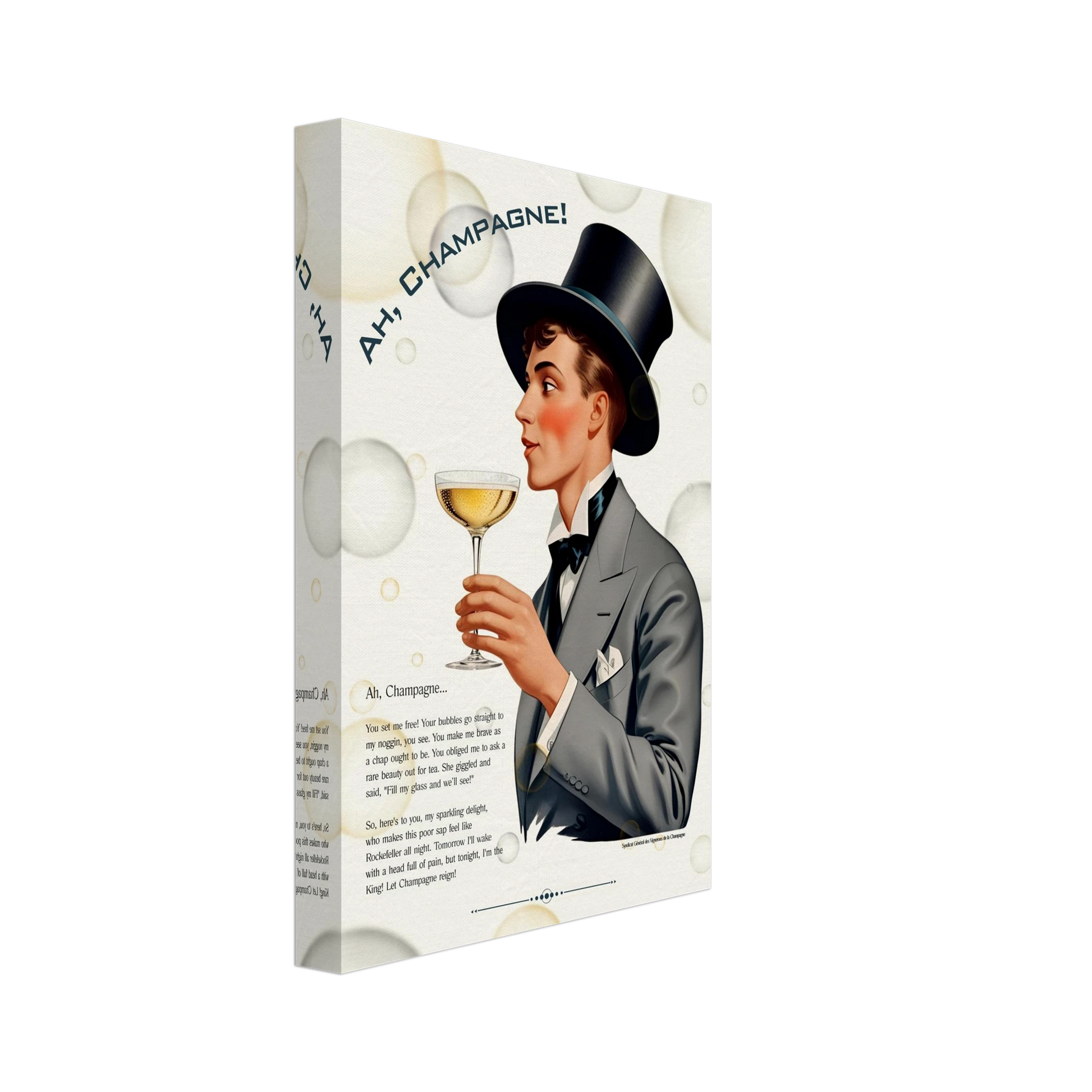 Art Deco Champagne Funny Poem Art Print 60x90 cm 24x36″ Canvas -