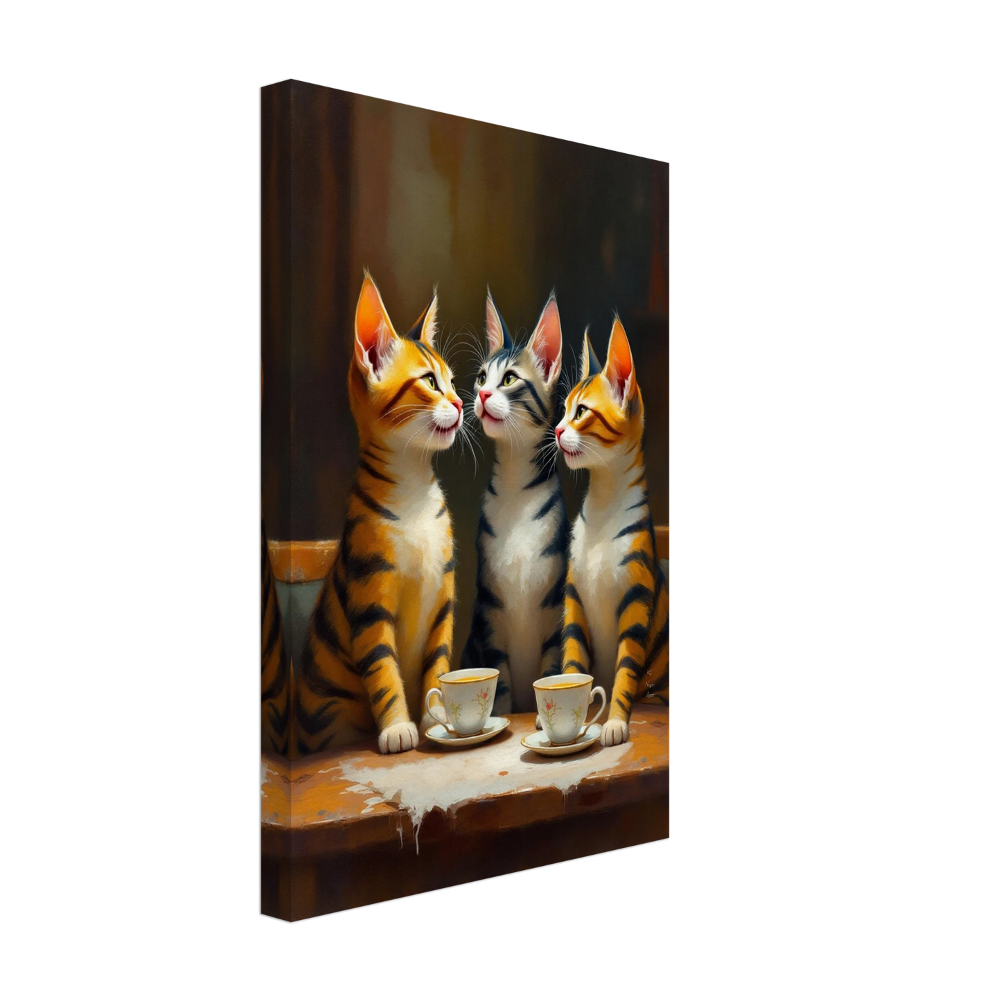 Tabby Cat Vintage Kitchen Art Print 30x45 cm 12x18″ Gallery Wrapped Canvas No Frame