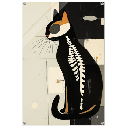 Modern Cat Skeleton Abstract Art Poster Print No Frame 60x90 cm 24x36″ Sleek Acrylic Print