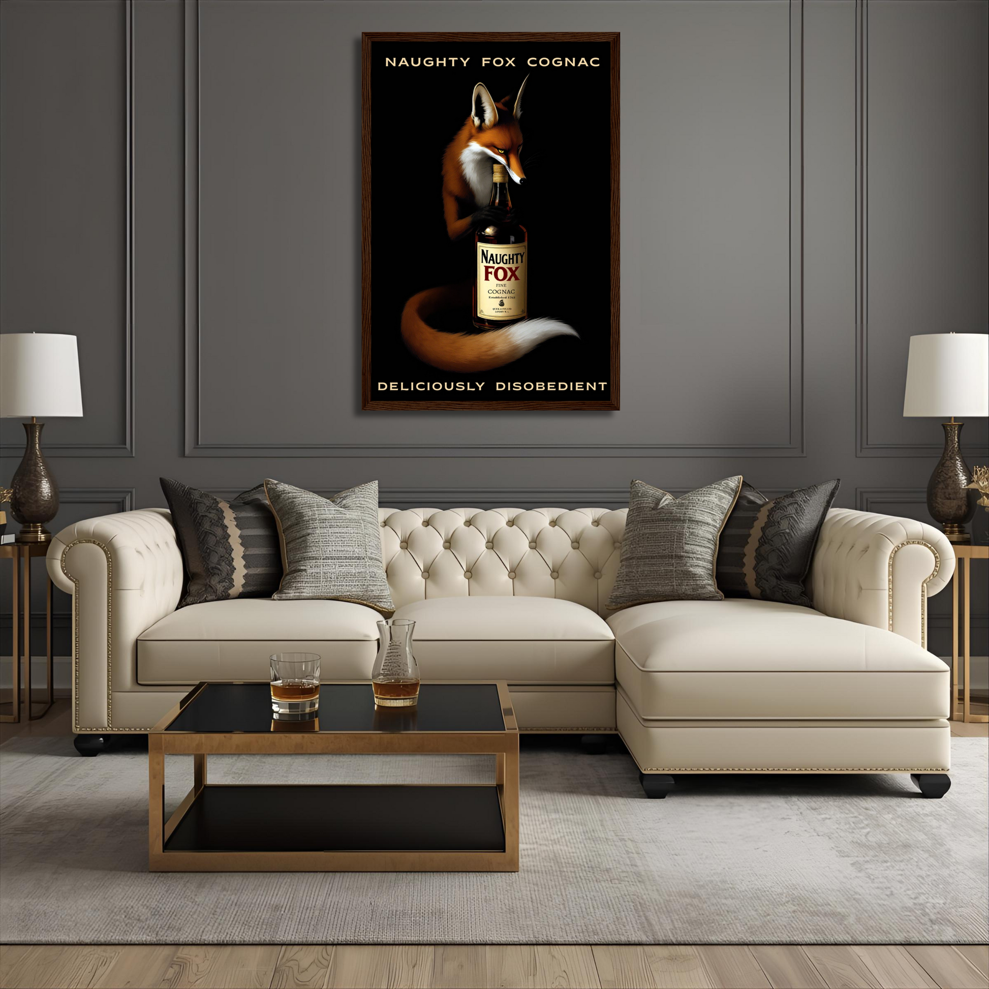 Fox Cognac Cocktail Bar Art Print