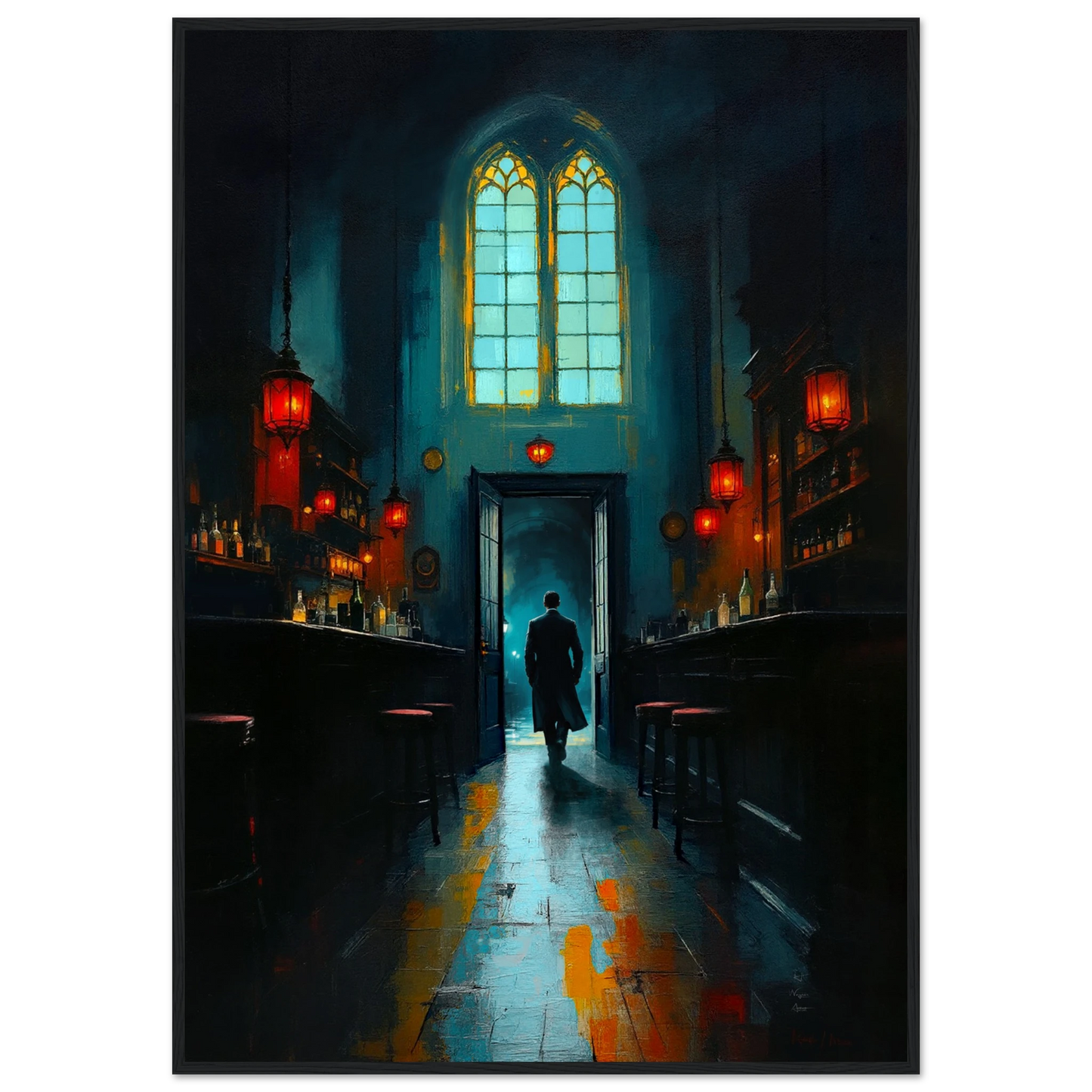 Speakeasy Bootleg Bar Prohibition Art Print Black Wood Frame 70x100 cm 28x40″ Premium Matte Framed Poster