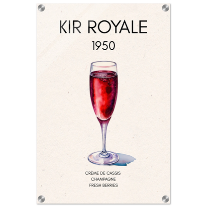 Kir Royale Champagne Cocktail Bar Art Print No Frame 40x60 cm 16x24″ Sleek Acrylic Print