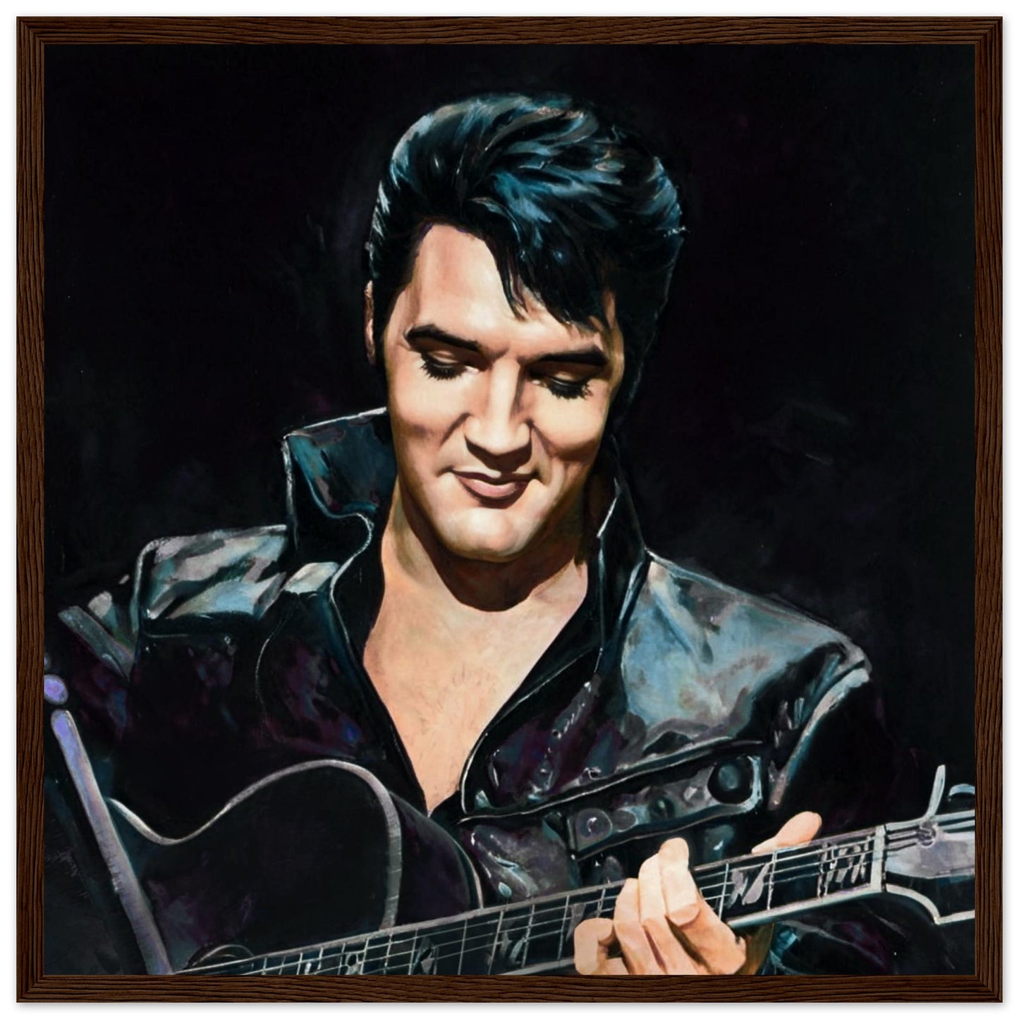 Elvis Presley Comeback Tour Art Print Dark Brown Wood Frame 40x40 cm 16x16″ Museum-Quality Matte Framed Poster
