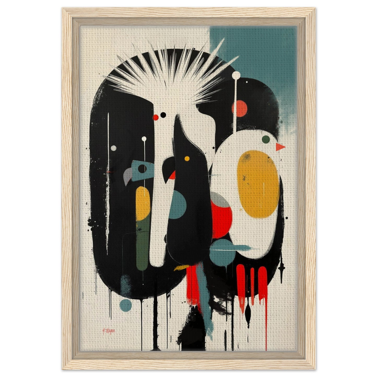 Modern Cockatoo Bird Art Poster Print - Framed Tropical Mid- Century Wall Decor Light Wood Frame 30x45 cm 12x18″ Framed Canvas