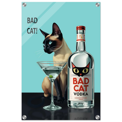 Siamese Cat Retro Martini Cocktail Bar Art Print No Frame 40x60 cm 16x24″ Sleek Acrylic Print