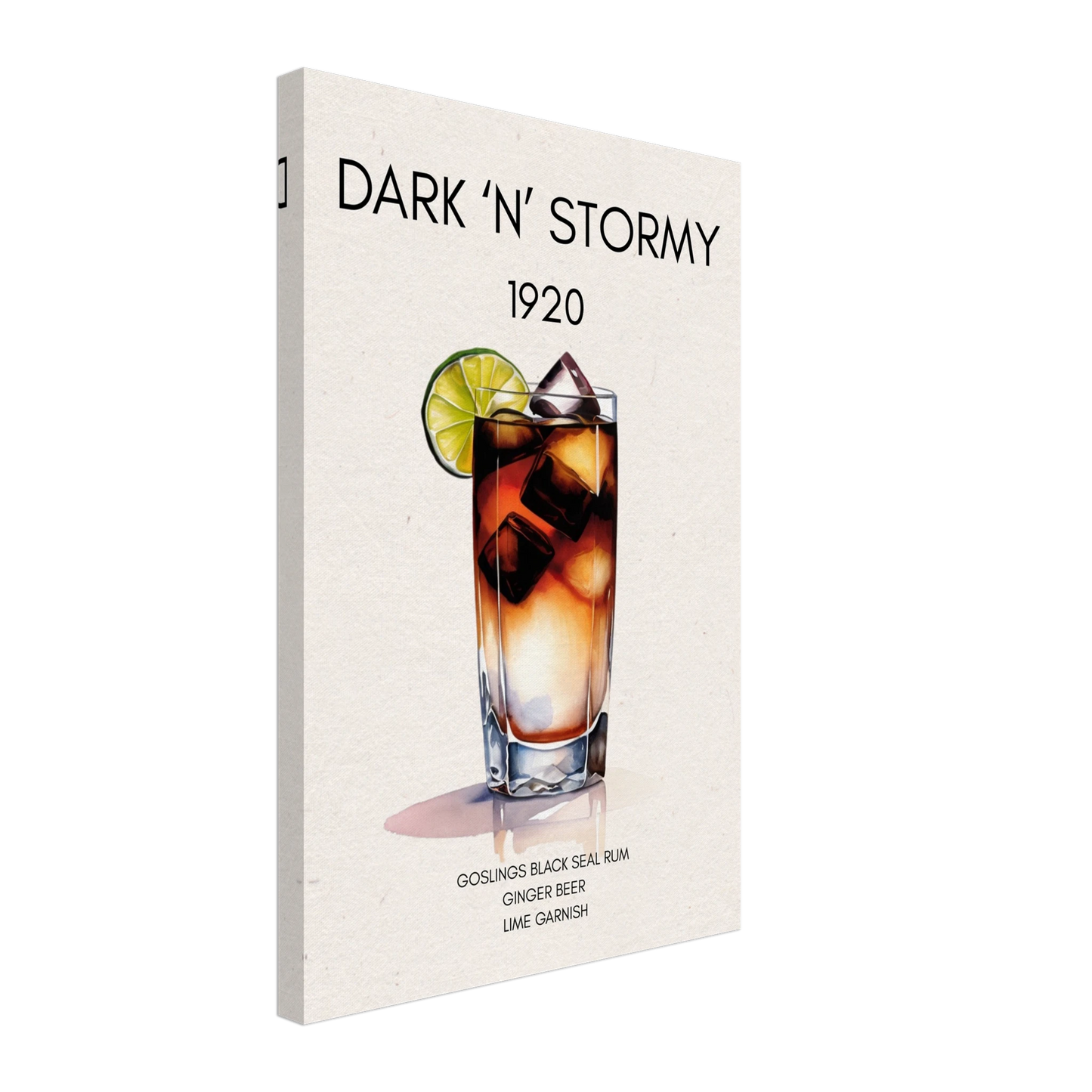 Dark n Stormy Cocktail Drink Bar Art Print No Frame 40x60 cm 16x24″ Gallery Wrapped Canvas