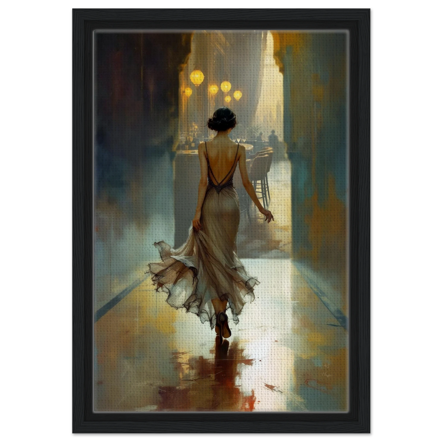 1920s Speakeasy Art Deco Print Black Wood Frame 30x45 cm 12x18″ Framed Canvas