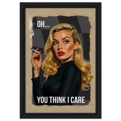 Retro Blonde Bombshell 1960s Funny Quote Art Print Black Wood Frame 30x45 cm 12x18″ Framed Canvas