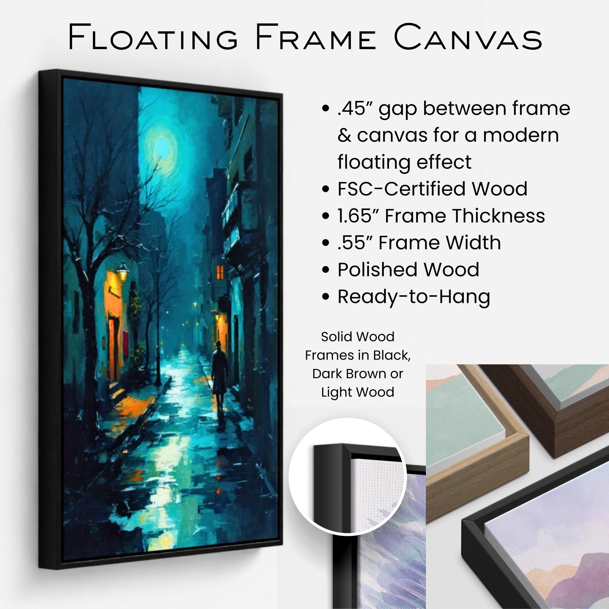 Blue Moon Night Street Scene Art Print