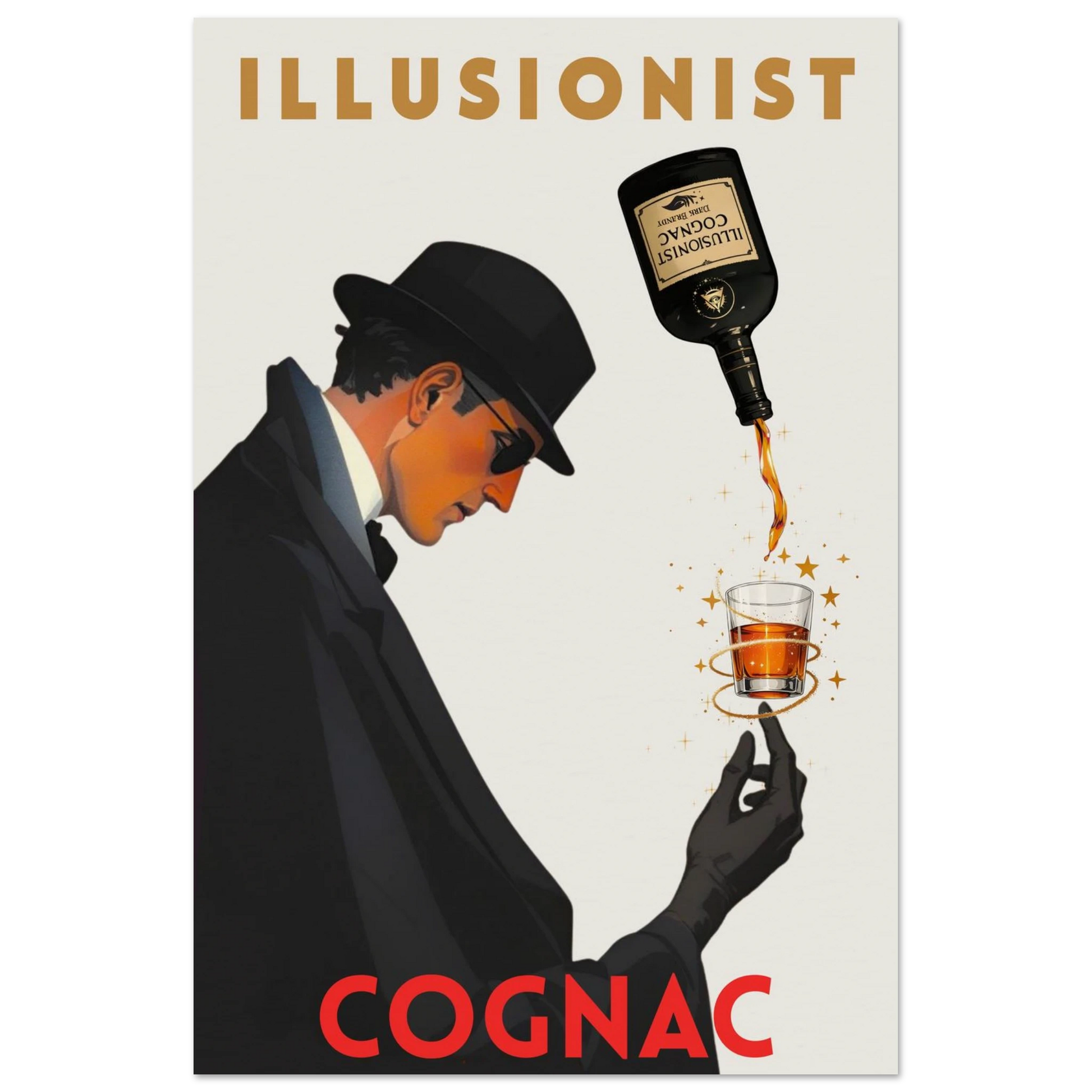 Vintage Illusionist Cognac Cocktail Bar Poster Print 40x60 cm 16x24″ Museum-Quality Matte Paper Poster No Frame
