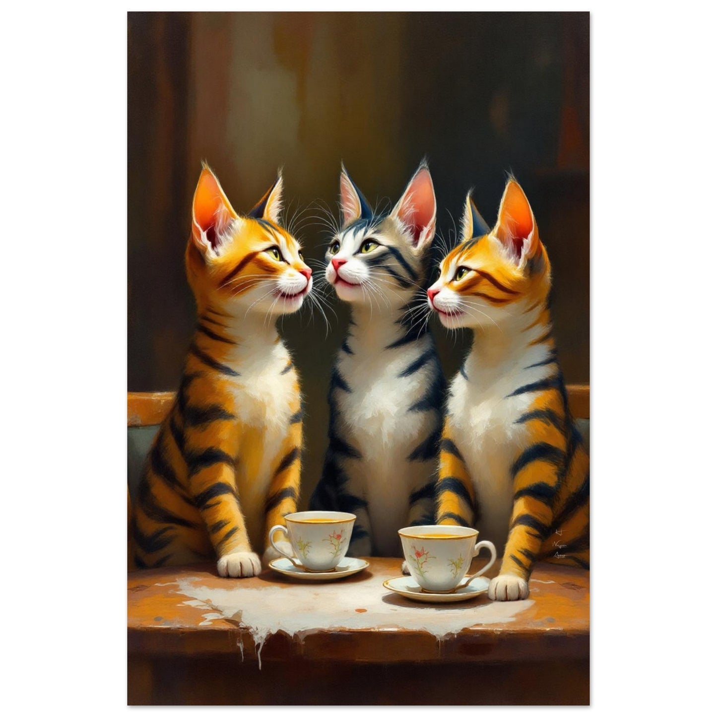 Tabby Cat Vintage Kitchen Art Print 60x90 cm 24x36″ Classic Matte Poster No Frame