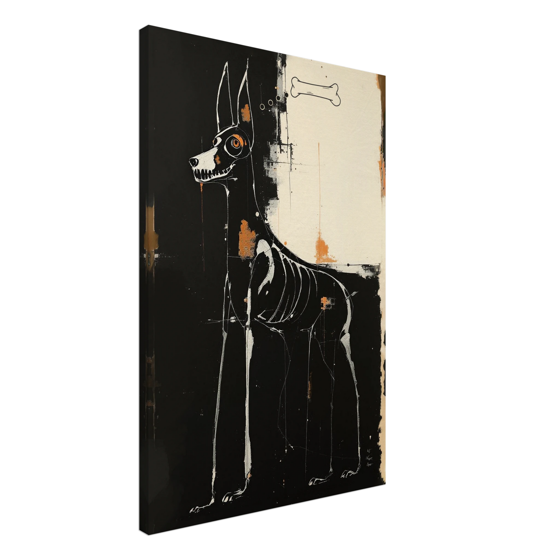 X-ray Skeleton Dog Abstract Art Poster Print 60x90 cm 24x36″ Gallery Wrapped Canvas No Frame