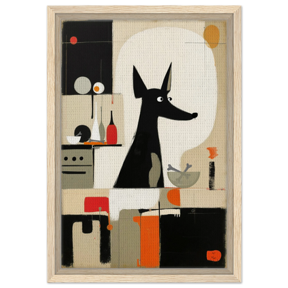 Modern Quirky Dog Lover Art Print Light Wood Frame 30x45 cm 12x18″ Framed Canvas