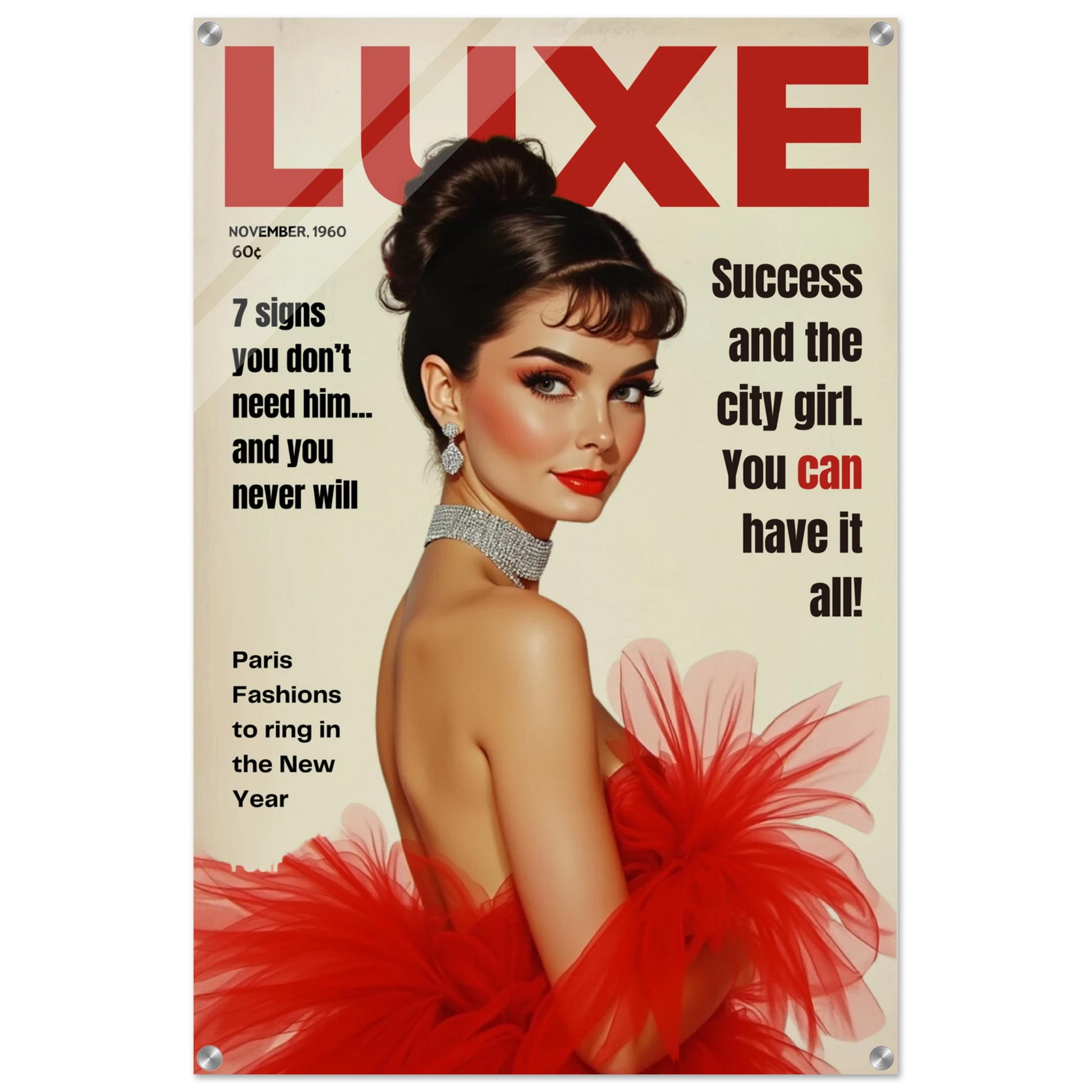 Audrey Hepburn Vintage Fashion Art Print No Frame 60x90 cm 24x36″ Sleek Acrylic Print