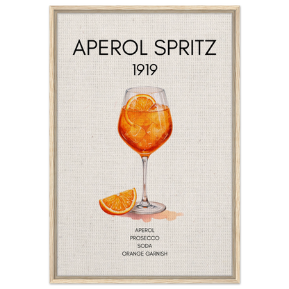 Aperol Spritz Cocktail Bar Poster Print Light Wood Frame 60x90 cm 24x36″ Framed Canvas