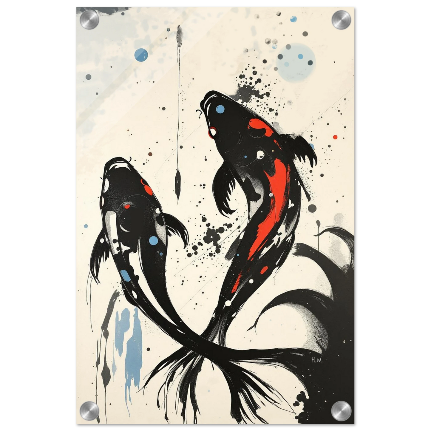 Modern Koi Fish Ocean Art Print 30x45 cm 12x18″ Sleek Acrylic Print No Frame