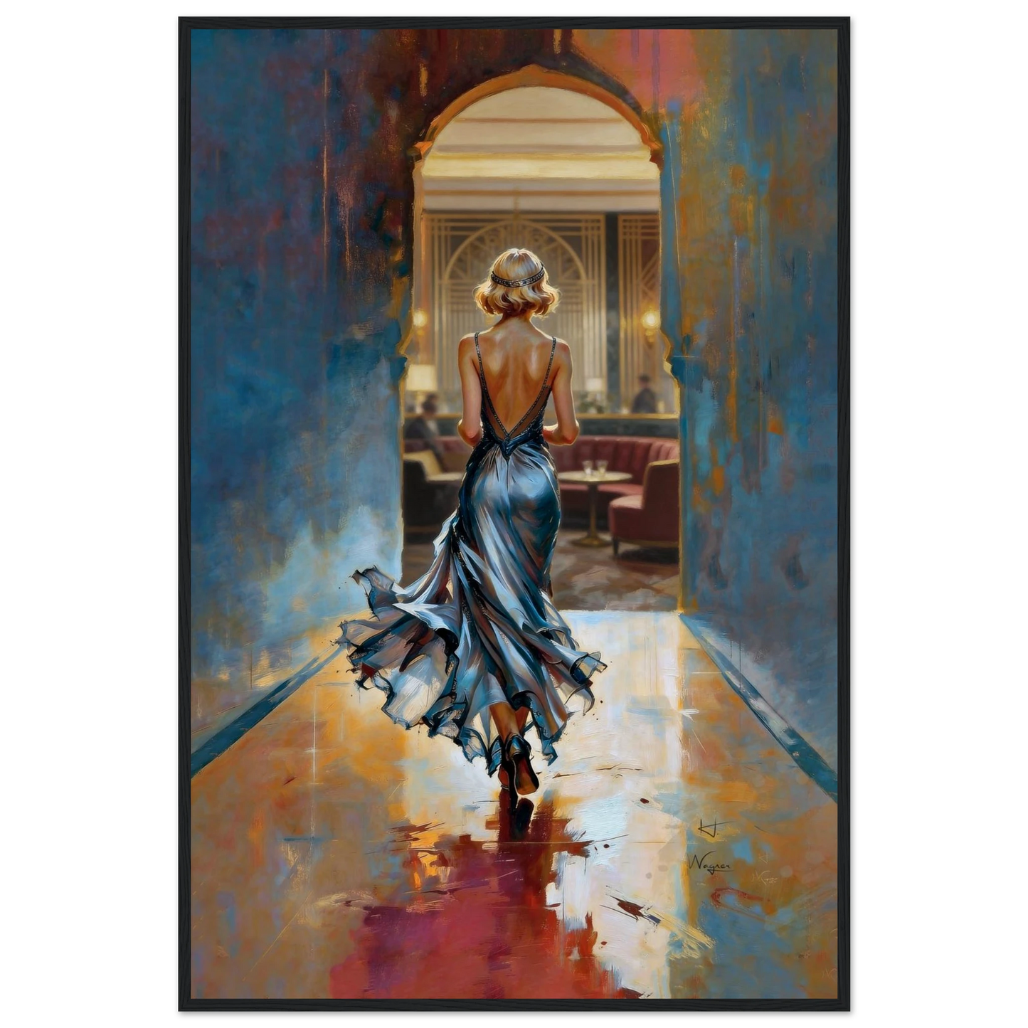 1920s Speakeasy Gatsby Flapper Art Deco Print 40x60 cm 16x24″ Museum-Quality Matte Framed Poster Black Wood Frame