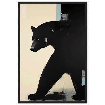 Minimalist Abstract Black Bear Art Poster Print Black Wood Frame 40x60 cm 16x24″ Museum-Quality Matte Wooden Framed Poster