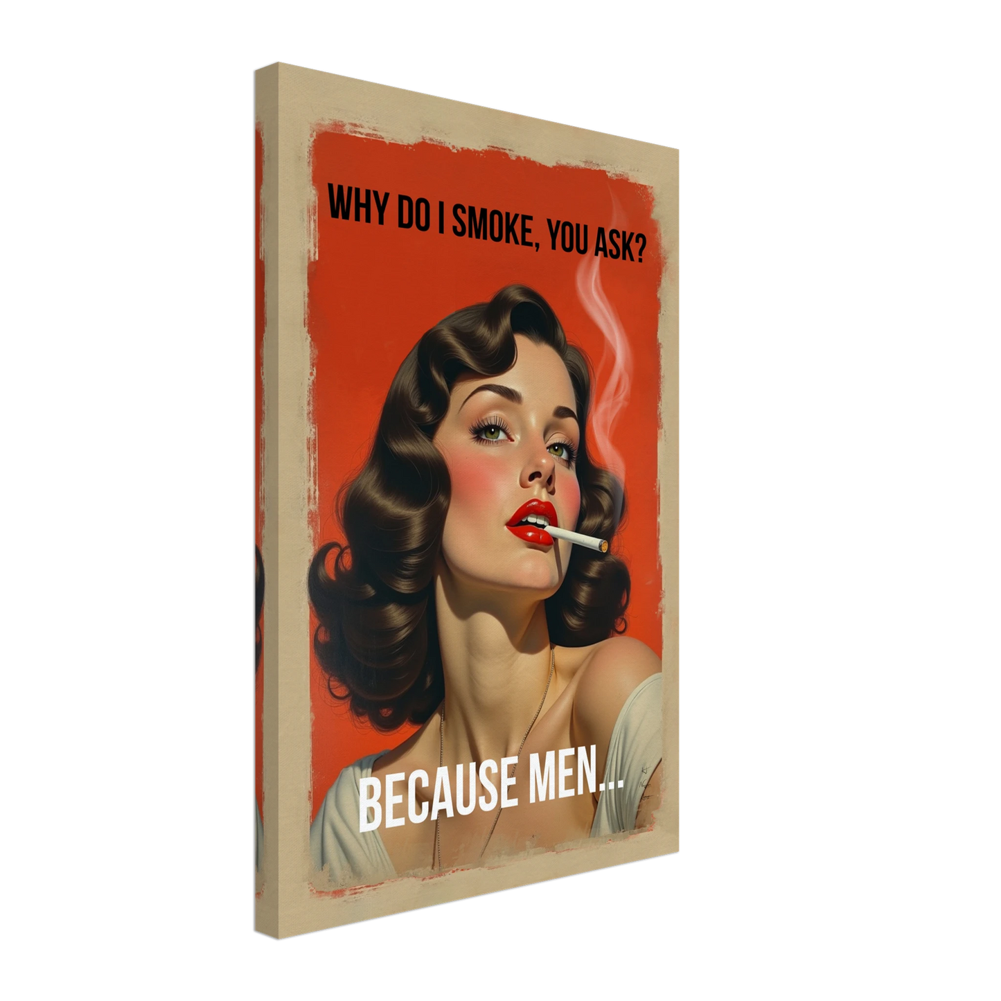 Retro Smoking Pin-Up Girl Art Print No Frame 40x60 cm 16x24″ Gallery Wrapped Canvas