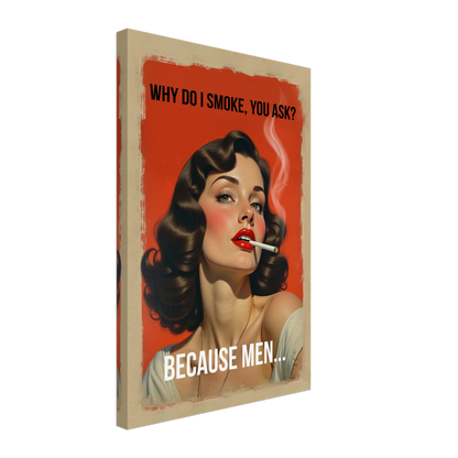 Retro Smoking Pin-Up Girl Art Print No Frame 40x60 cm 16x24″ Gallery Wrapped Canvas
