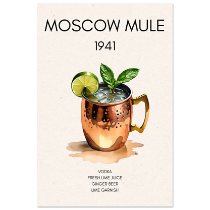 Moscow Mule Cocktail Bar Poster Print No Frame 40x60 cm 16x24″ Premium Matte Paper Poster