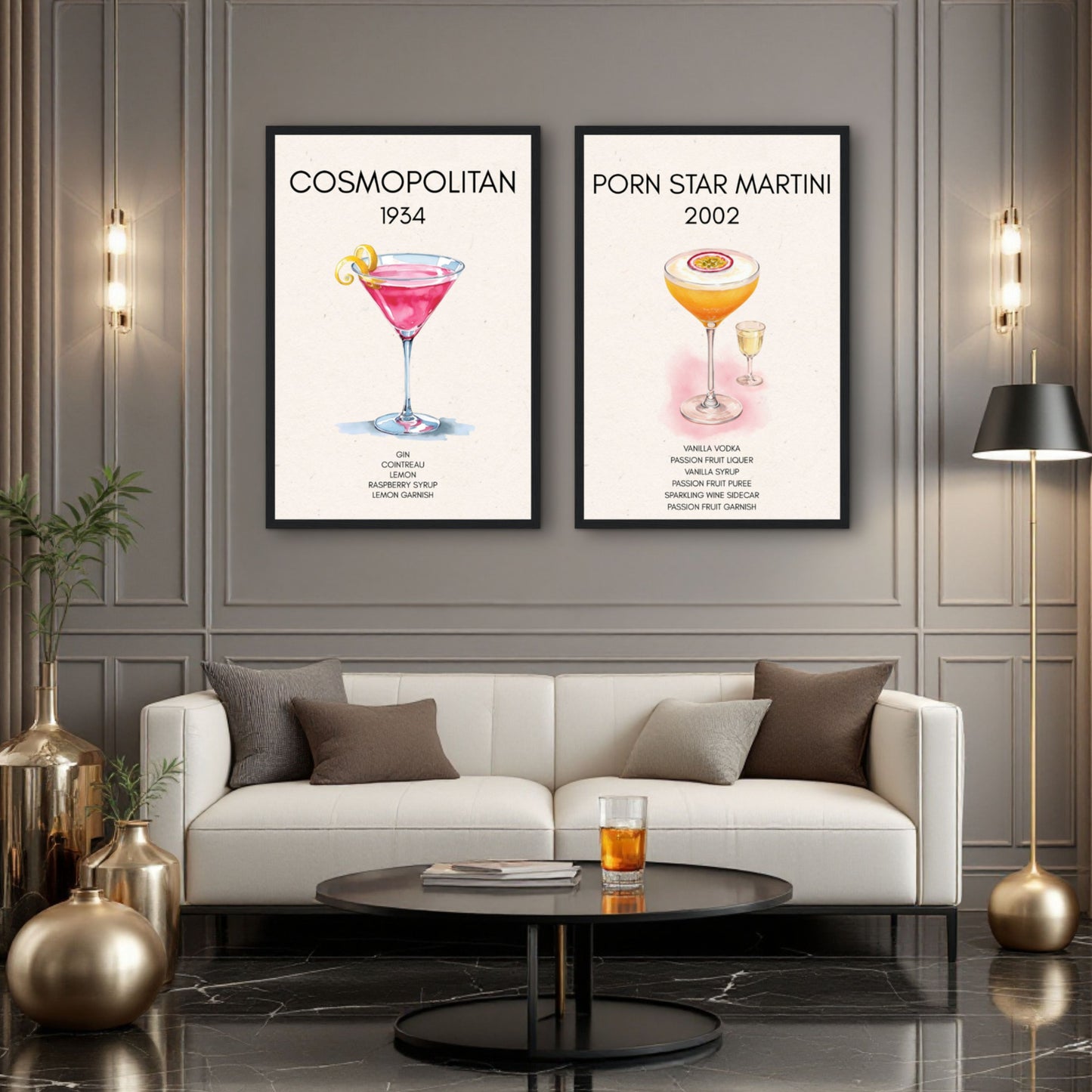 Porn Star Martini Cocktail Bar Poster Print Black Wood Frame 40x60 cm 16x24″ Museum-Quality Matte Paper Wooden Framed Poster
