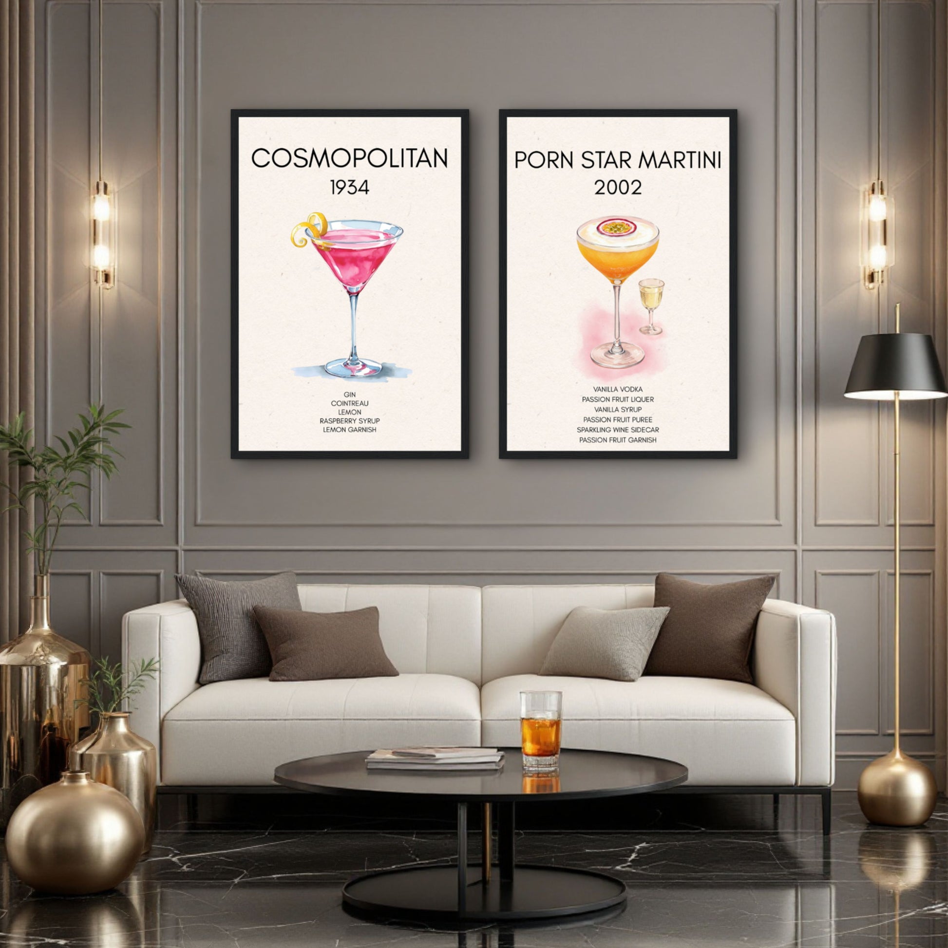 Porn Star Martini Cocktail Bar Poster Print Black Wood Frame 40x60 cm 16x24″ Museum-Quality Matte Paper Wooden Framed Poster