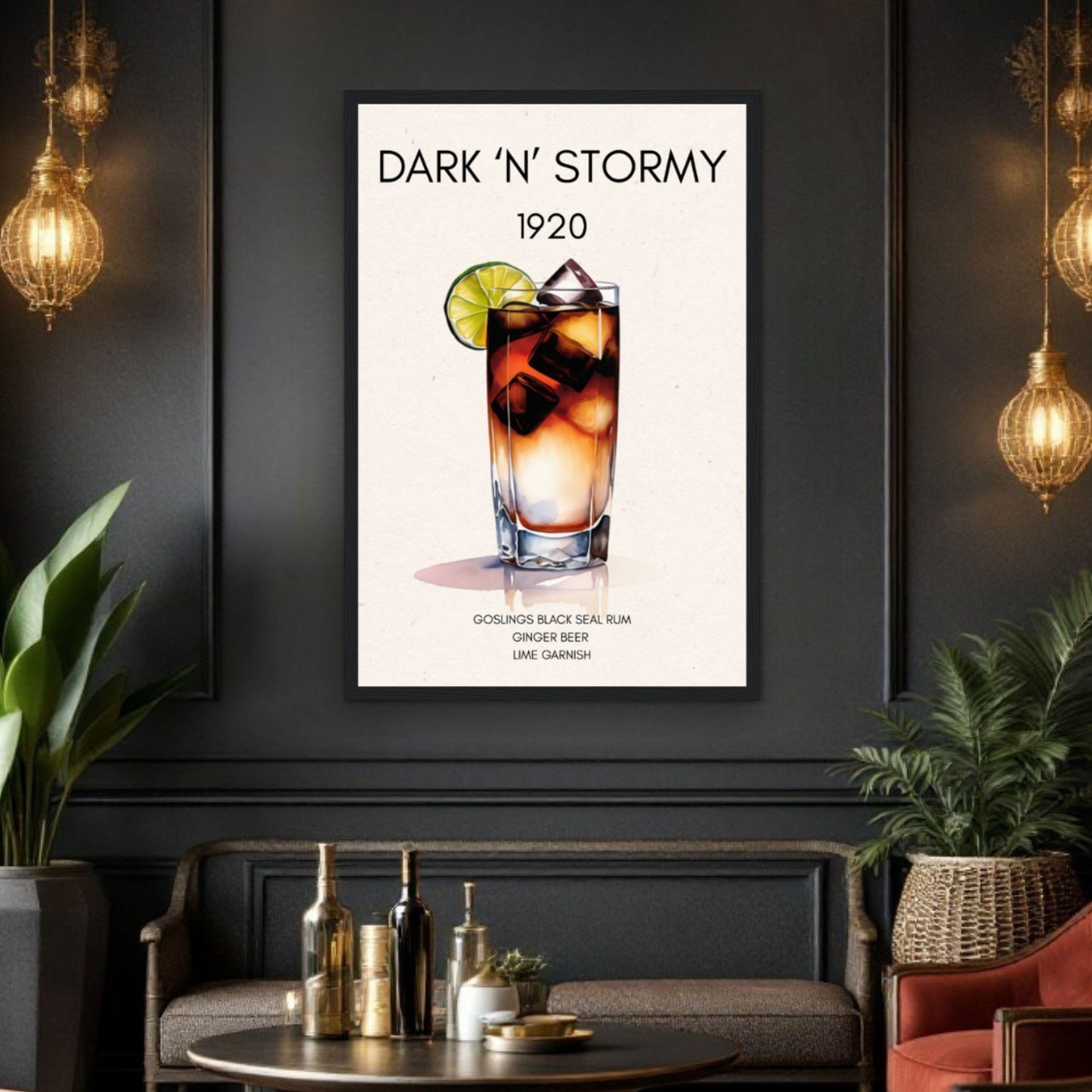 Dark n Stormy Cocktail Drink Bar Art Print