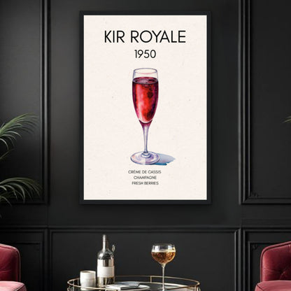 Kir Royale Champagne Cocktail Bar Art Print