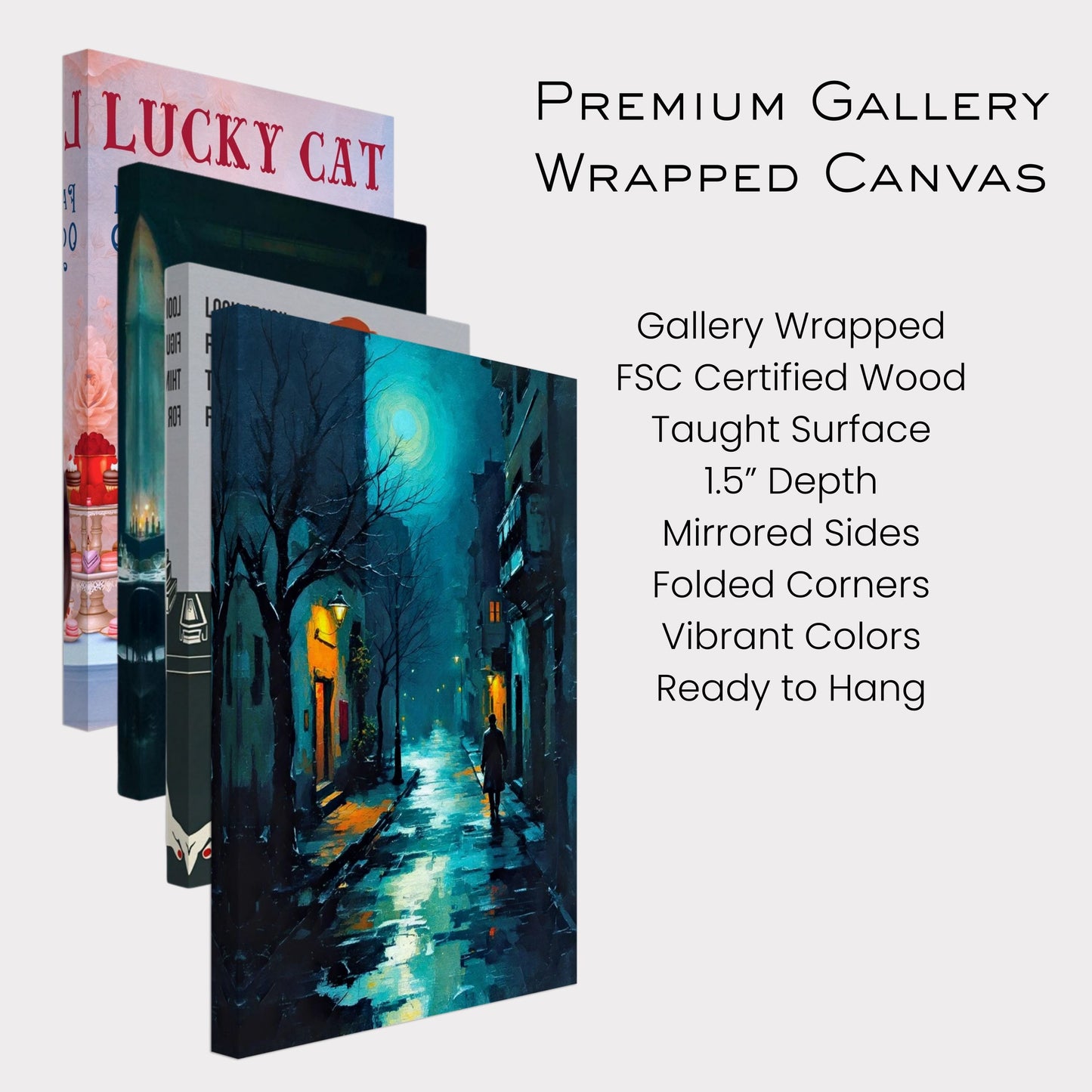 Blue Moon Night Street Scene Art Print