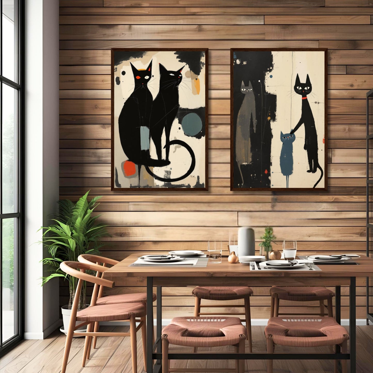 Abstract Cat Family Art Poster Print