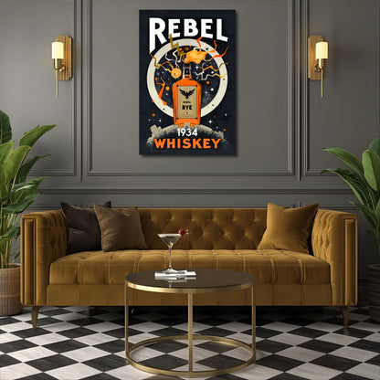 Rebel Whiskey Cocktail Bar Poster Print