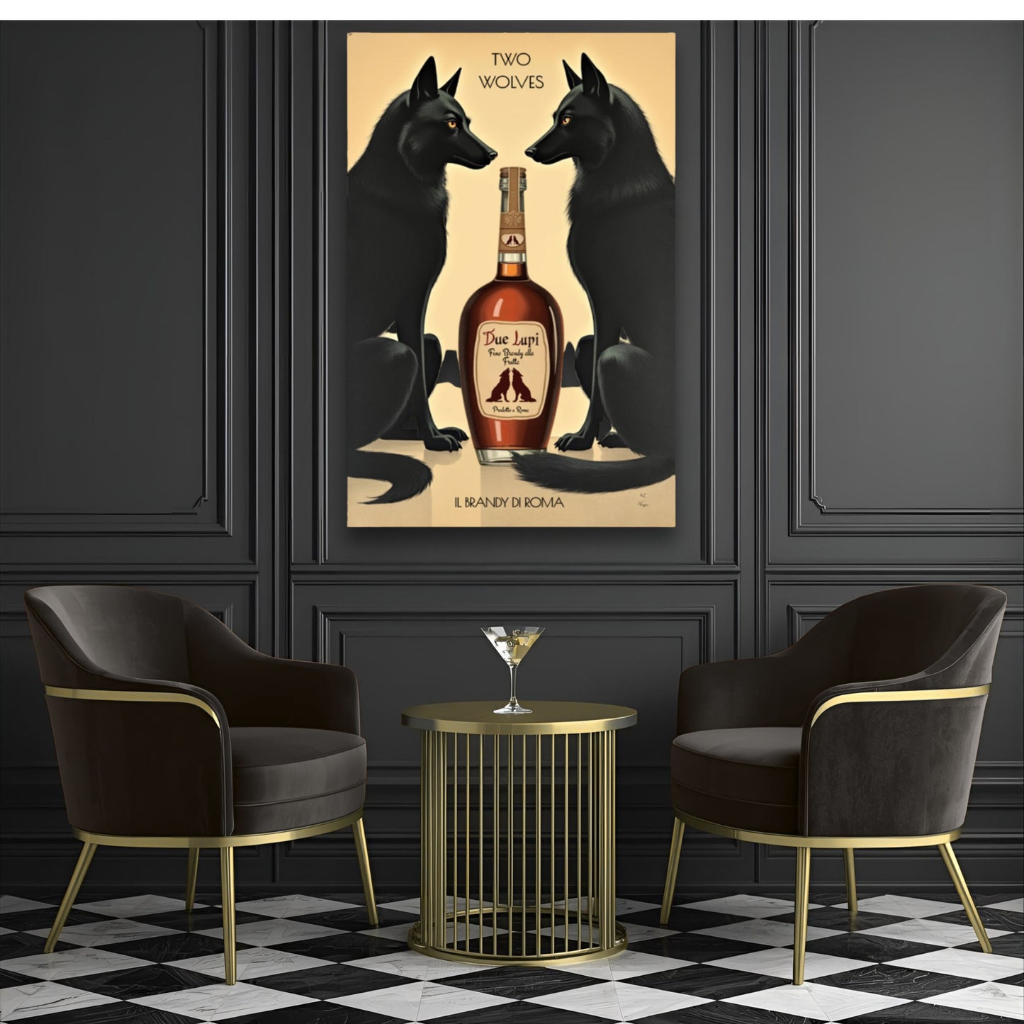 Two Wolves Italian Cocktail Bar Art Print