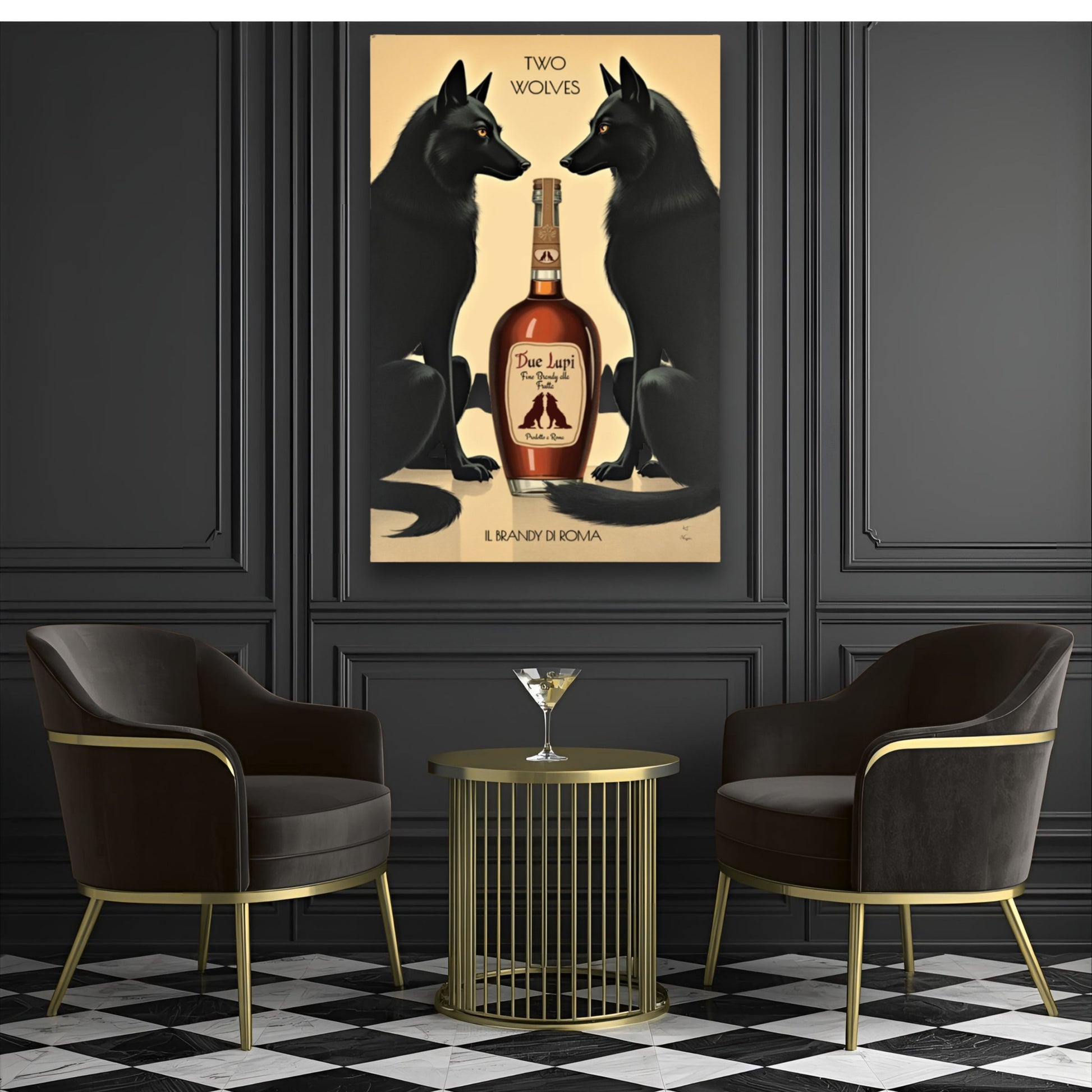 Two Wolves Italian Cocktail Bar Art Print