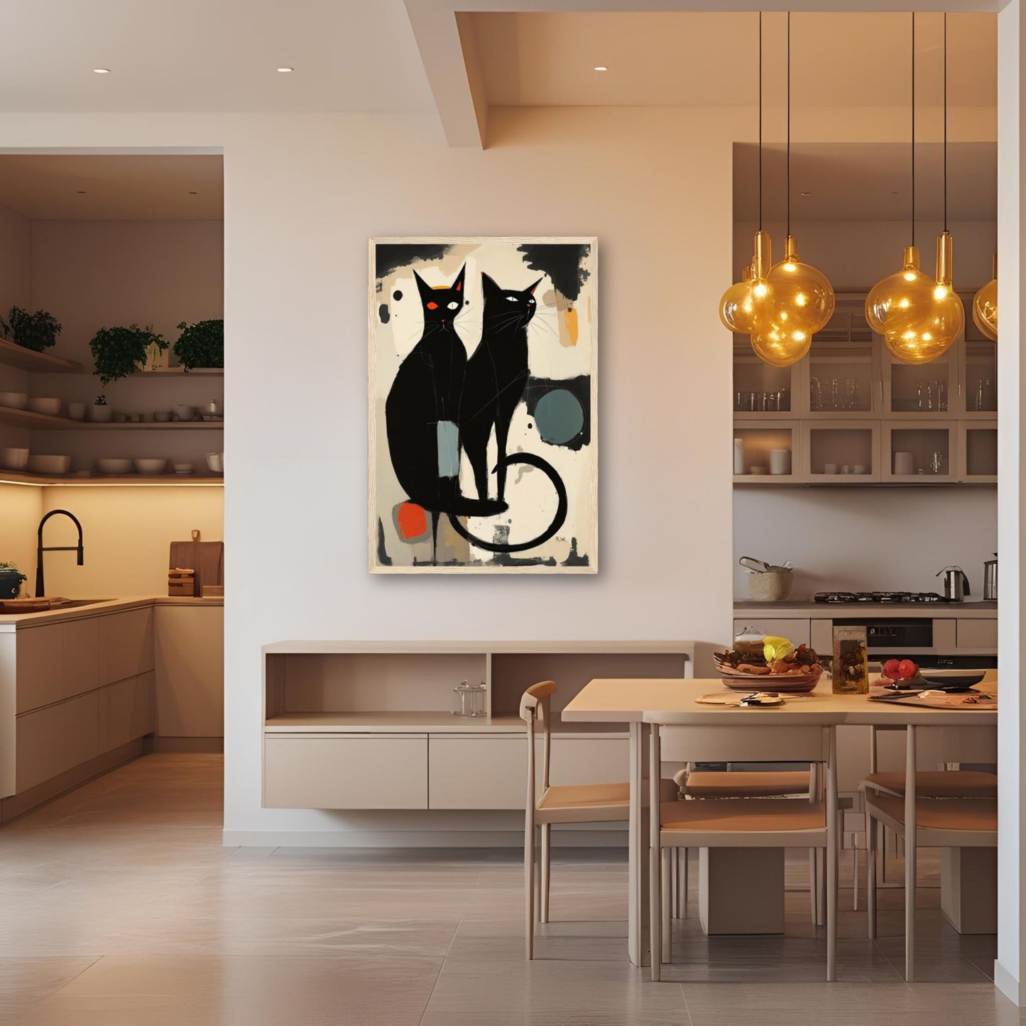 Abstract Crazy Cat Duo Art Print