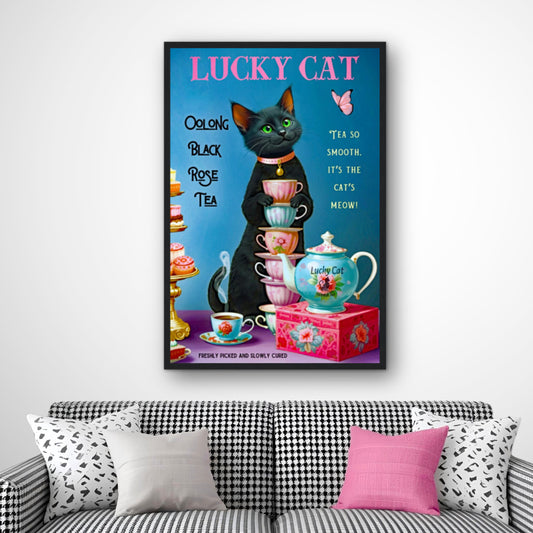 Lucky Cat Vintage Oolong Tea Art Print