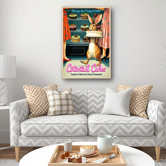 Cottontail Rabbit Bakery 1950s Kitchen Print