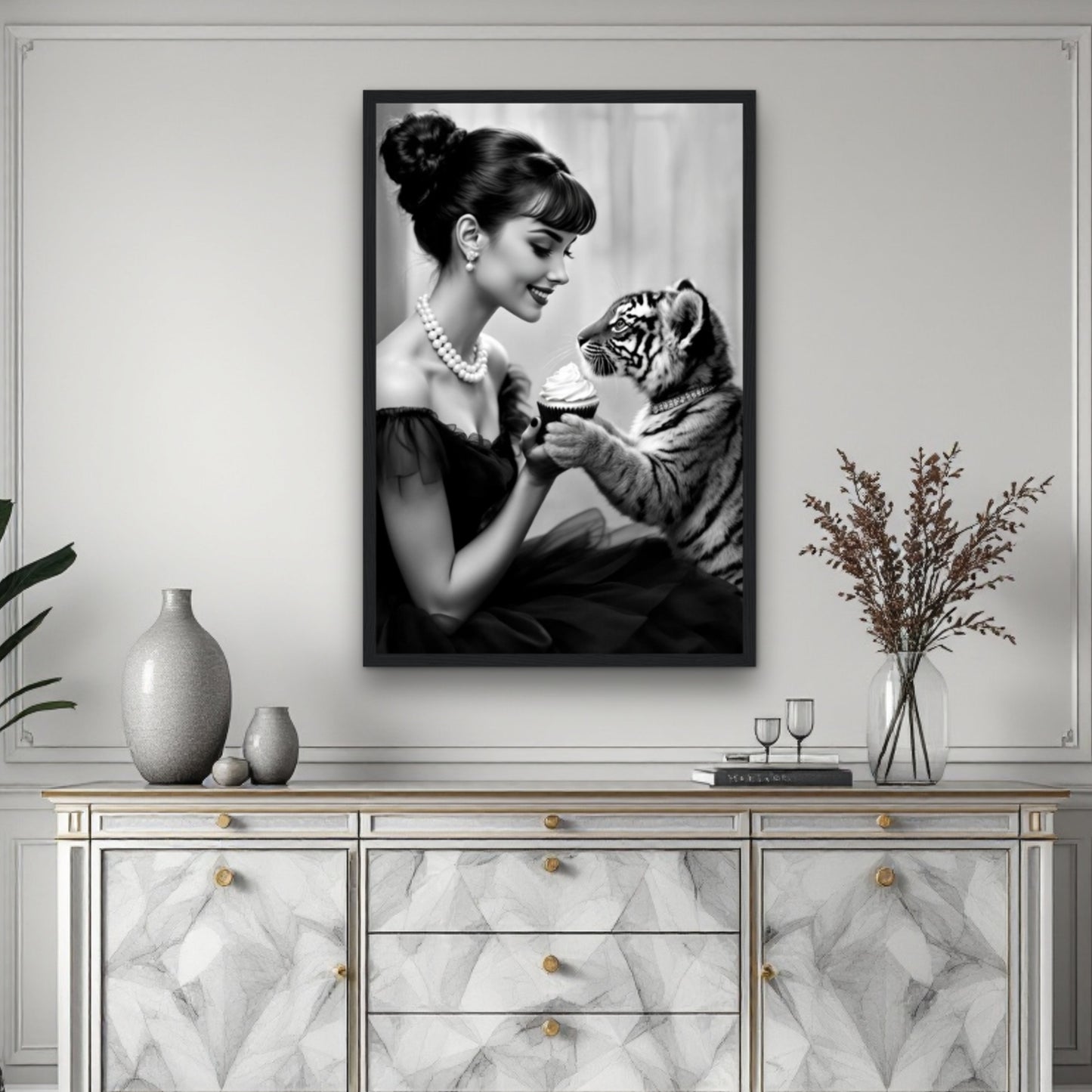 Audrey Hepburn Tiger Cub Art Print