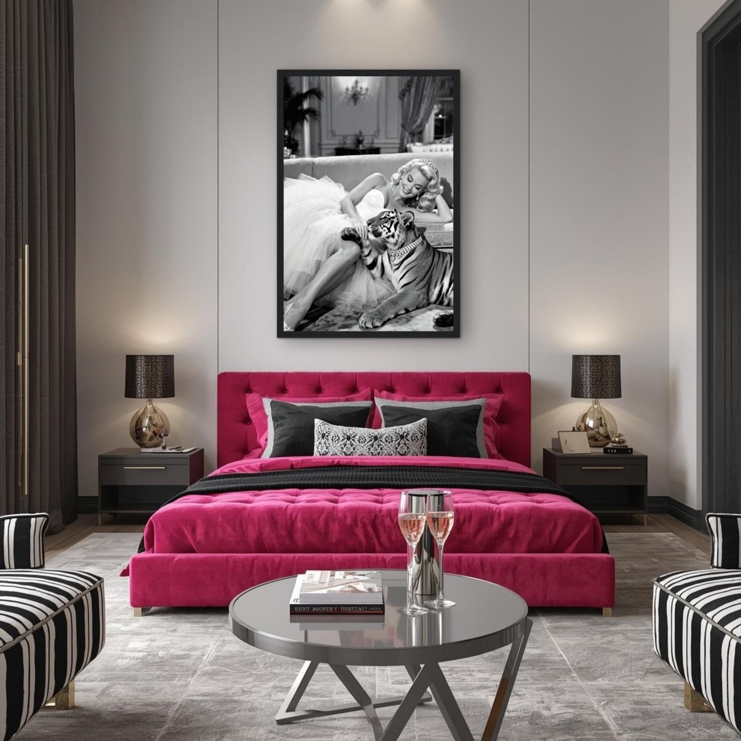 Vintage Hollywood Starlet Tiger Art Print