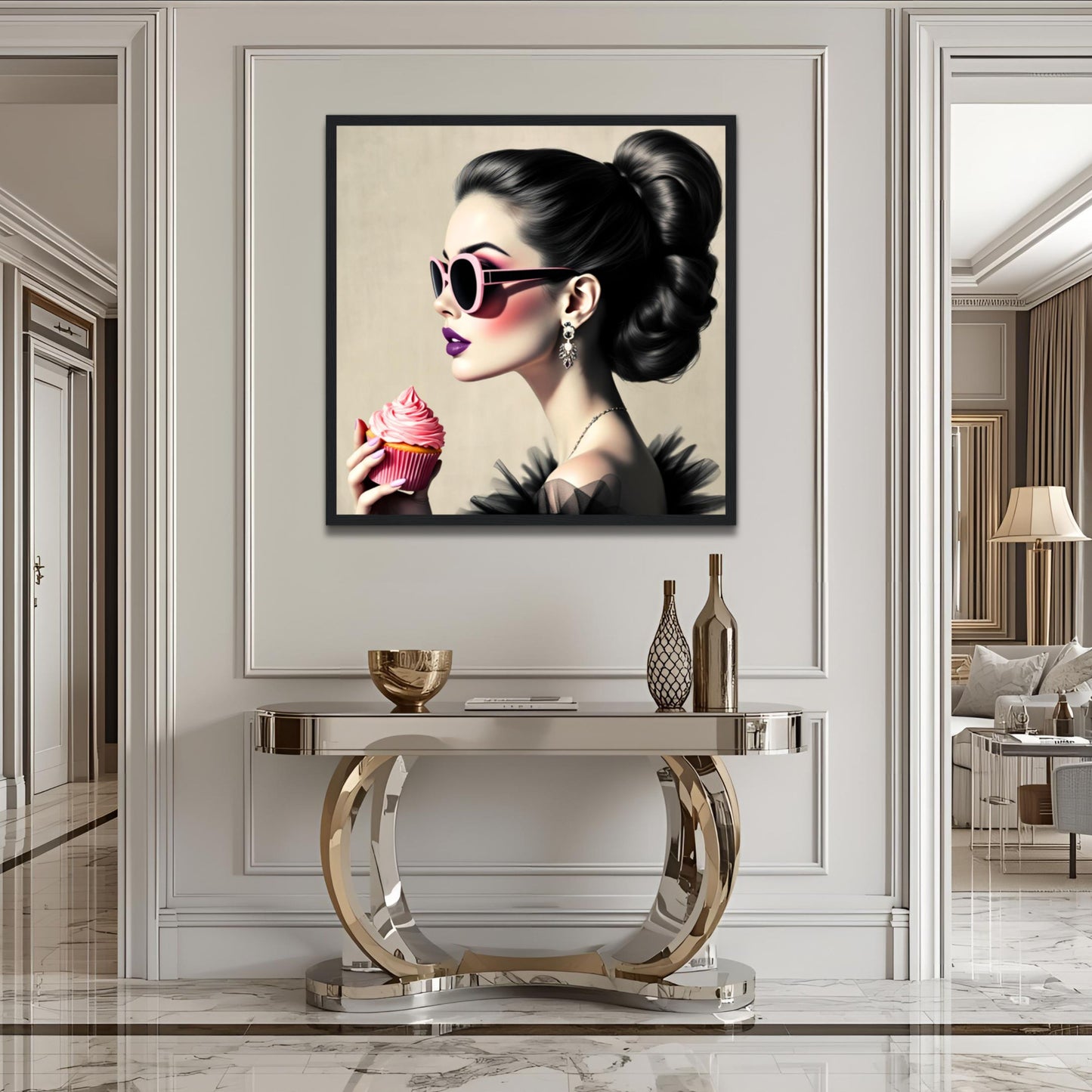 Retro Fashion Model Glam Cupcake Art Print